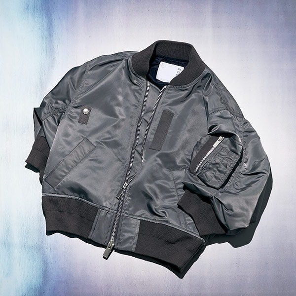 SACAI Nylon Twill Blouson featuring two-way zip fastening through front, a zipped sleeve pocket and ribbed-knit trims