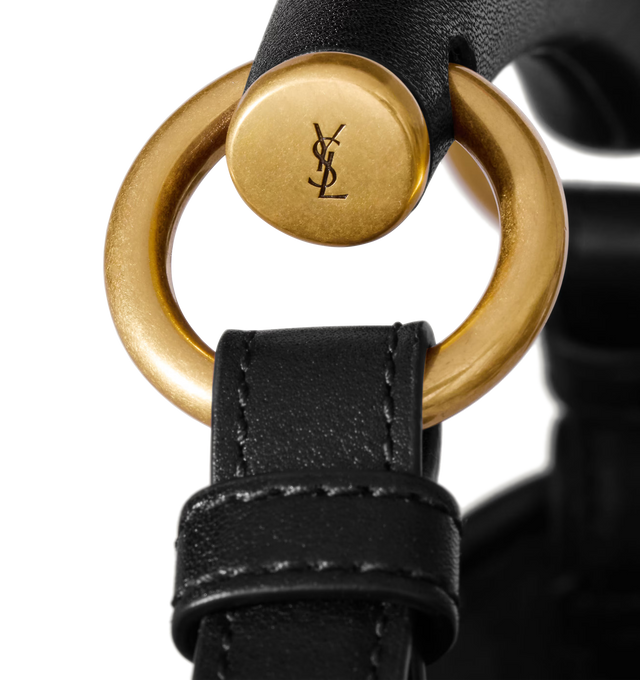 Image 3 of 3 - BLACK - SAINT LAURENT Mombasa Medium Bag in leather featuring padded calfskin, lined in tonal suede, leather covered handle or shoulder carry, bronze-tone hardware, magnetic snap closure and one zip pocket. 9.415.7" x 9.413" x 1.2". Calfskin. Made in Italy.   