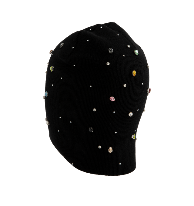 Image 2 of 2 - BLACK - Barriers x L.A.B. Cowrie Shell Beanie featuring lightweight, ribbed knit composition and shell and crystal embellishments. 