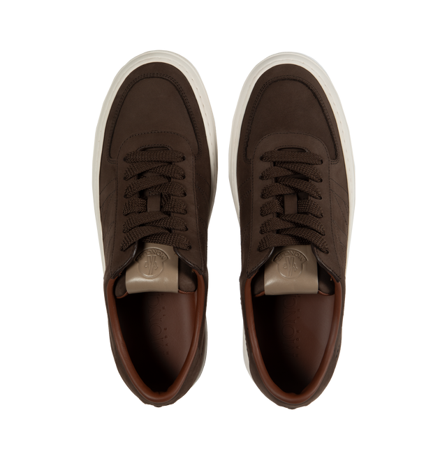 Image 5 of 5 - BROWN - MONCLER Monclub Low Top Sneakers featuring nubuck upper, leather insole, rubber sole and lace closure. Sole height 3 cm. 