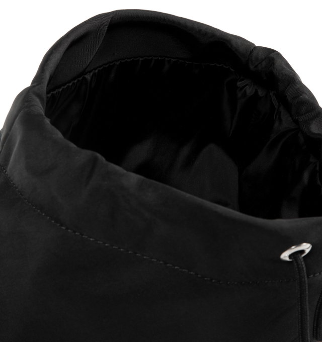 Image 3 of 3 - BLACK - MONCLER Trick Water-Repellent Pouch featuring nylon drill, recycled water-repellent nylon lining, drawstring fastening, detachable wristlet with carabiner and embroidered logo. L 30 cm x H 20 cm x D 13 cm. 52% polyamide/nylon, 48% polyester. Made in Italy. 
