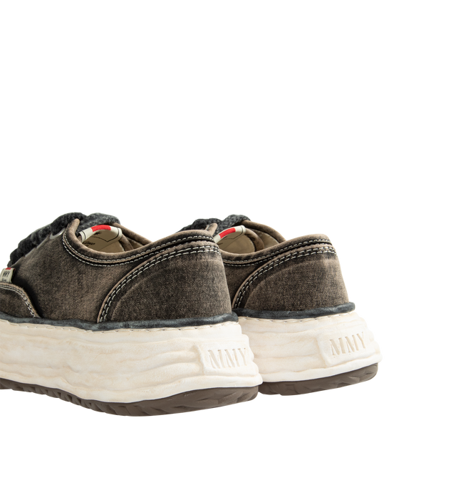 Image 3 of 5 - BLACK - Maison Mihara Yasuhiro Baker 26 Bleached Canvas Low-Top Sneakers are crafted from a bleached cotton and feature the brand's signature sculpted OG sole, originally molded in clay by the designer. Main Material: Upper: 100% Cotton Canvas. Sole: Rubber. 