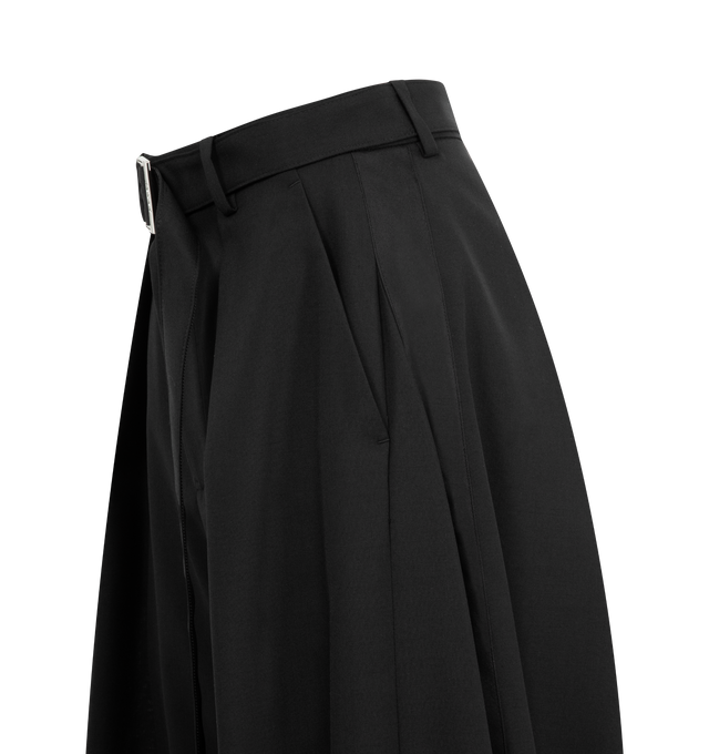 Image 3 of 3 - BLACK - SACAI Suiting Pant featuring balloon-leg shape, grosgrain D-ring belt, pleats and zip and hook fastening. 70% polyester, 30% wool. Lining: 100% cupro. Made in Japan 