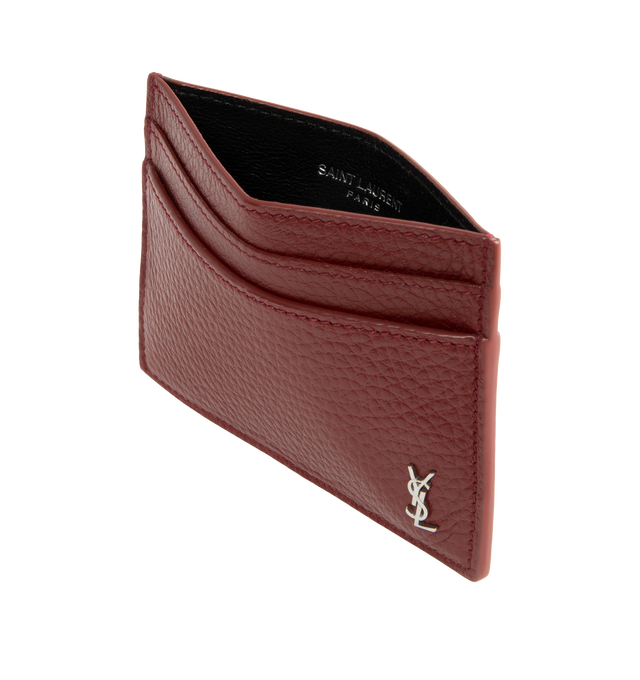 Image 3 of 3 - RED - Saint Laurent Mens Card Holder is crafted from leather. Features multiple card slots and gold-tone hardware. Dimensions: 10.5  7.5 cm. Main Material: Leather; Hardware: Gold-Tone Metal. Made in Italy. 