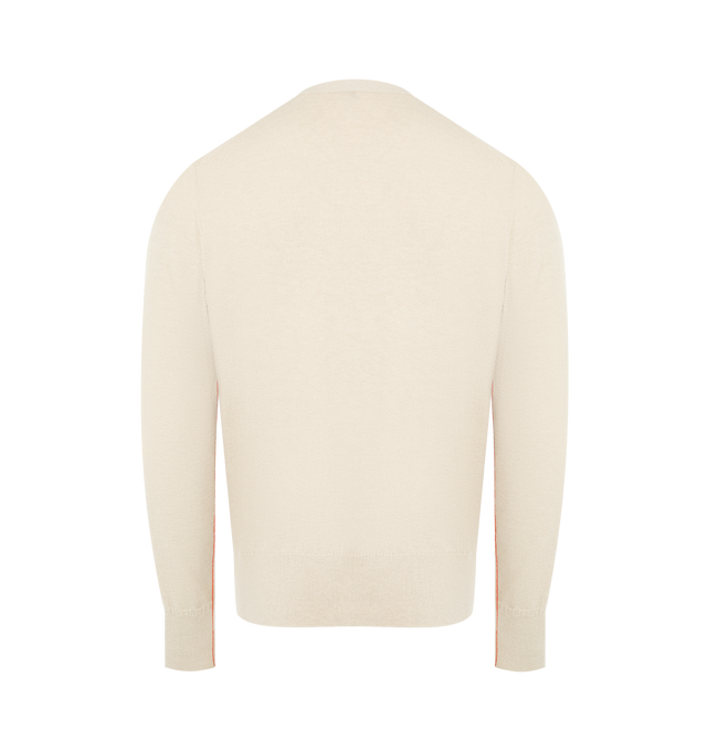 Image 2 of 2 - NEUTRAL - LOEWE Cardigan in lightweight wool and cashmere featuring an allover diamond pattern and contrast piping on the sides and inside sleeves, regular fit, regular length, jersey stitch, V-neck, button front fastening, ribbed cuffs and hem and contrast Anagram embroidery placed at the front. Wool/cashmere. Made in Italy. 