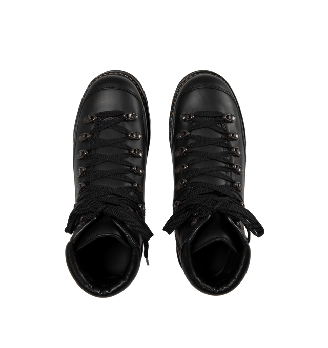 Image 4 of 4 - BLACK - MONCLER Peka Excursion Boots featuring suede and nylon upper, leather lining insole, lace closure, leather welt, micro rubber midsole, and Vibram rubber tread. Sole height 5.5 cm. 100% polyamide/nylon. Lining: cow. Sole: 100% elastodiene. 