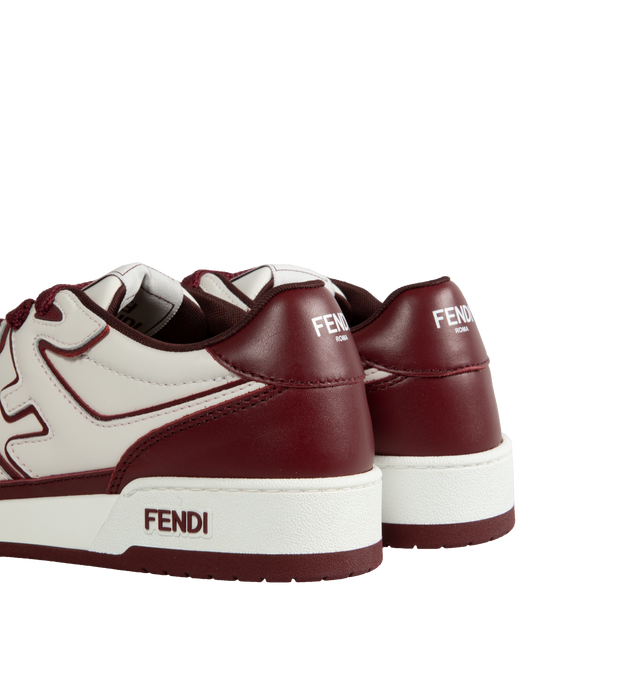 Image 3 of 5 - RED - FENDI Match Sneaker featuring low-top, lace-up and strap with Fendi lettering. Rubber sole with Fendi lettering on the side. Made in Italy. 