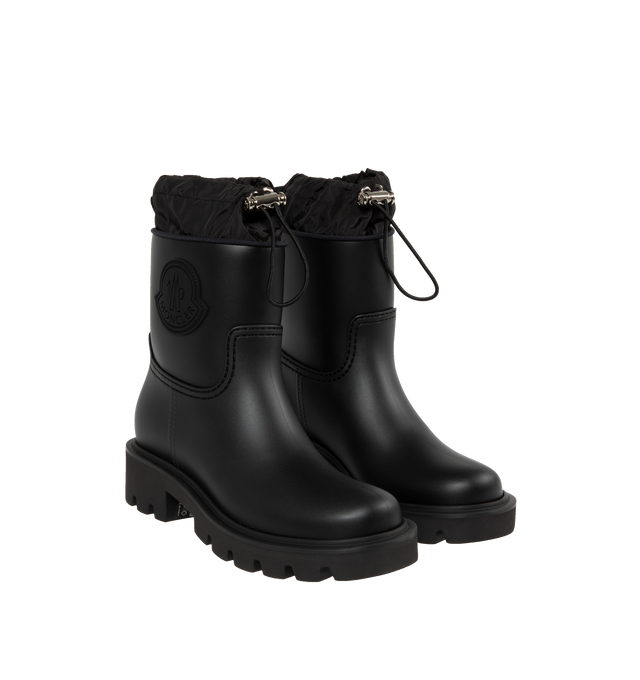 Image 2 of 4 - BLACK - Moncler Kickstream Rain Boots are a pull-on style with drawcord toggle closures, lug soles, and synthetic uppers, linings, and soles. Waterproof.  