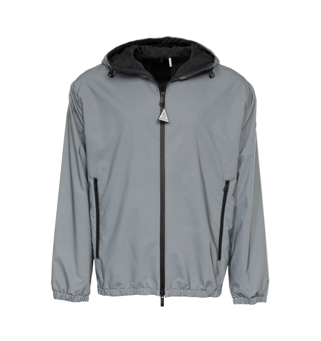 Image 1 of 4 - GREY - MONCLER Sautron Hooded Jacket featuring an attached drawstring hood, two-way zip fastening at the front, two zipped pockets, lined, Moncler logo at the sleeve, and elasticated trims. 100% polyester. 