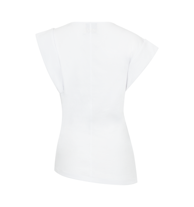 Image 2 of 2 - WHITE - Isabel Marant Maisan draped plain-colored cotton jersey T-shirt featuring boat neck, short turn-up sleeves and a fitted cut. 100% cotton. 