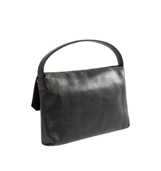 Image 2 of 3 - BLACK - The Row Sally Bag is crafted from waxed calfskin leather and features a compact top-handle silhouette with a flat handle, a flap closure, and a leather-covered button for a clean, minimalist finish. This designer leather handbag combines exceptional Italian craftsmanship with timeless elegance, making it an effortless choice for carrying everyday essentials. Main Material: 100% Calfskin Leather. Lining: 100% Lambskin Leather. Dimensions: 7.1 x 4.7 x 1.2 in. Made in Italy 