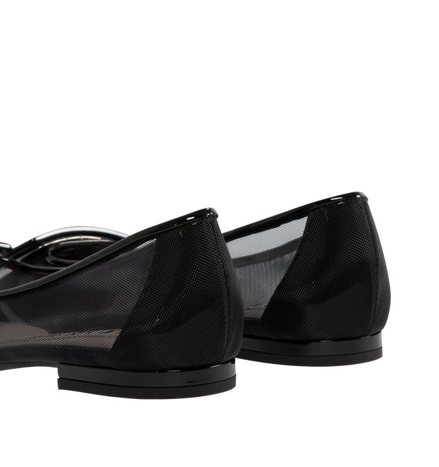 Image 3 of 4 - BLACK - Roger Vivier Gommettine Net Ballerina Flats are a slip-on style with pointed toes, tonal pilgrim buckles, and rubber outsoles. Made in Italy.  