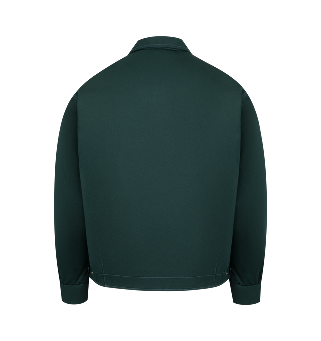 Image 2 of 2 - GREEN - NEEDLES Work Jacket featuring a well-balanced short length and wide body, zippered pockets, quilted lining, classic collar and zip front closure. 65% polyester,35% cotton. Made in Japan. 