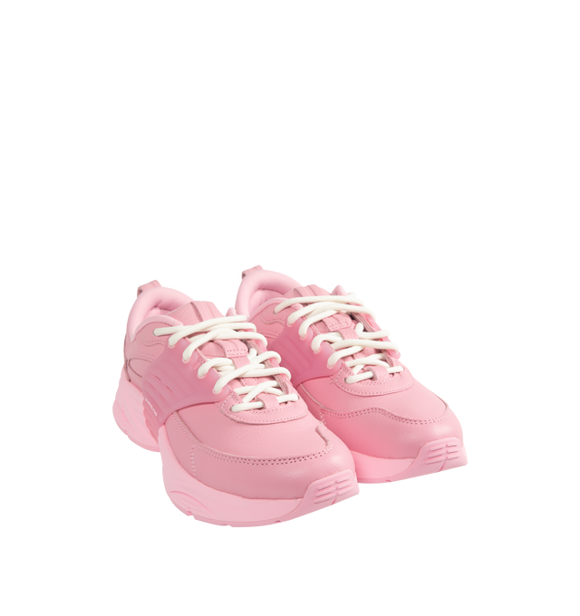 Image 2 of 5 - PINK - Men's Jordan Trunner O/S SP Sneakers feature a leather upper with synthetic overlays, molded midfoot support wings, and signature Jordan branding for a modern athletic look. These lifestyle sneakers combine responsive Cushlon 3.0 foam cushioning, a lightweight foam midsole, and a durable rubber outsole for exceptional comfort, stability, and everyday traction. Main Material: Leather and Synthetic. Midsole: Foam with Cushlon 3.0 Cushioning. Sole: Rubber. 