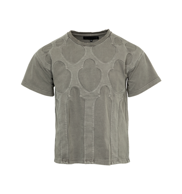 Image 1 of 2 - GREY - WHO DECIDES WAR Chapel Short Sleeves featuring regular-fit, short sleeves, crewneck and crafted chapel embroidery at front. 100% cotton. 