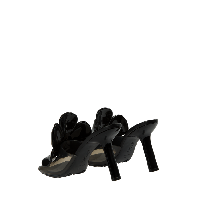 Image 3 of 4 - BLACK - LOEWE PAULA'S IBIZA Petal Flower Sandal in PVC featuring a transparent upper with an oversized glossy rubber flower embellishment, tonal lacquered Petal heel and LOEWE Anagram rubber outsole. 90mm heel. PVC. Made in Italy. 