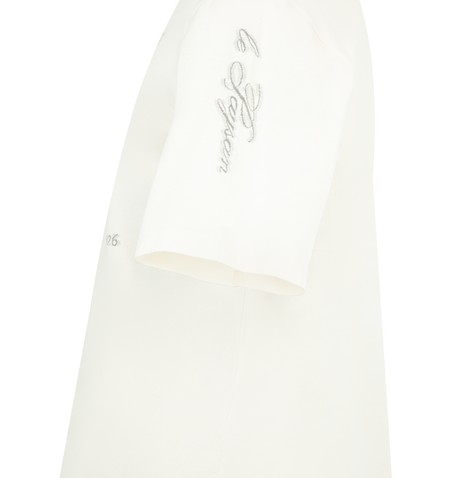 Image 4 of 4 - WHITE - JACQUEMUS ne Short-Sleeve T-Shirt featuring embroidered Le Paysan t-shirt, straight fit, jacquard cotton jersey, ribbed crew neck, short sleeves and embroidered collection motif with donkey and tools. 100% cotton. Made in Portugal. 