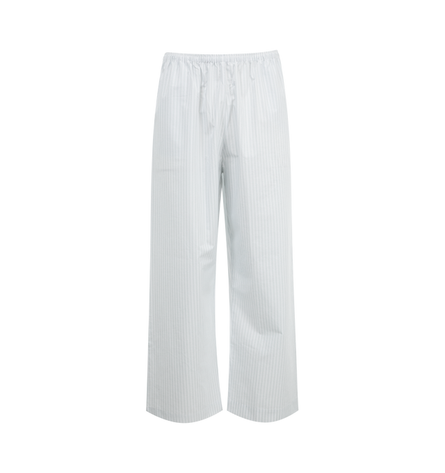 Image 4 of 6 - WHITE - DEIJI STUDIOS Cotton Pyjama Set featuring spread collar, button closure, patch pocket, dropped shoulders. single-button barrel cuffs and box pleat at back yoke. Straight-leg GOTS-certified organic cotton poplin pyjama pants with stripes throughout and drawstring at elasticized waistband. 100% organic cotton.  