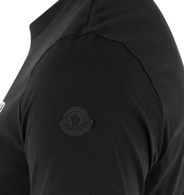 Image 3 of 3 - BLACK - MONCLER Logo T-Shirt featuring organic cotton jersey, crew neck, short sleeves, water-based logo print and embossed silicone logo patch. 100% cotton. 