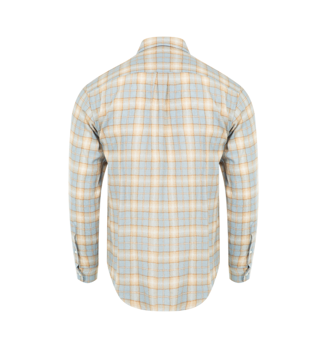 Image 2 of 2 - NEUTRAL - AURALEE Airy Wool Check Shirt featuring ultra-fine combed wool, relaxed fit, plaid throughout, long sleeves with button cuffs and button front closure. 100% wool. 