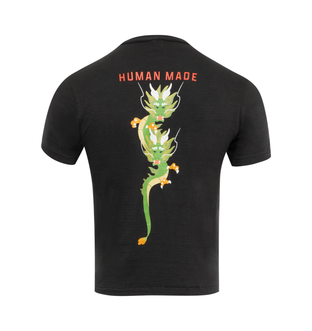 Image 2 of 2 - BLACK - HUMAN MADE Graphic T-Shirt #12 featuring crew neck, short sleeves, graphic on front and back and straight hem. 100% cotton.  