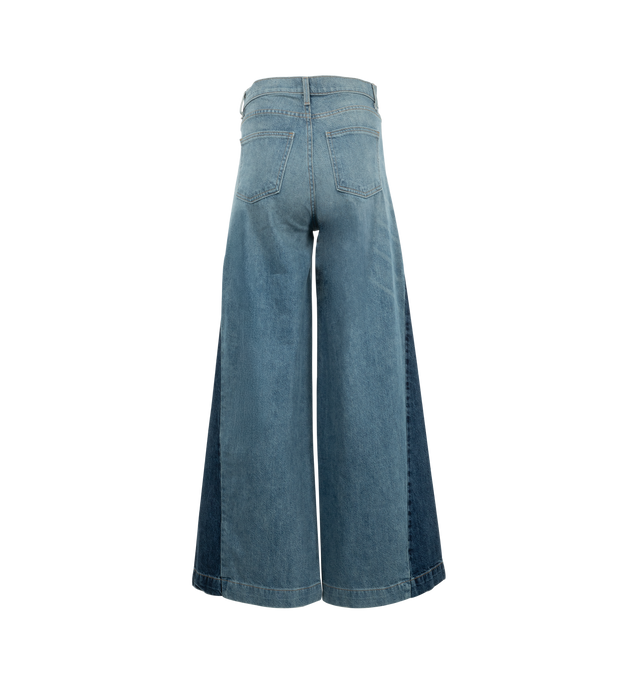 Image 2 of 3 - BLUE - Nili Lotan Ebony Jeans are a 5-pocket style with a mid-rise, wide legs, and patchwork details. Made in USA. 