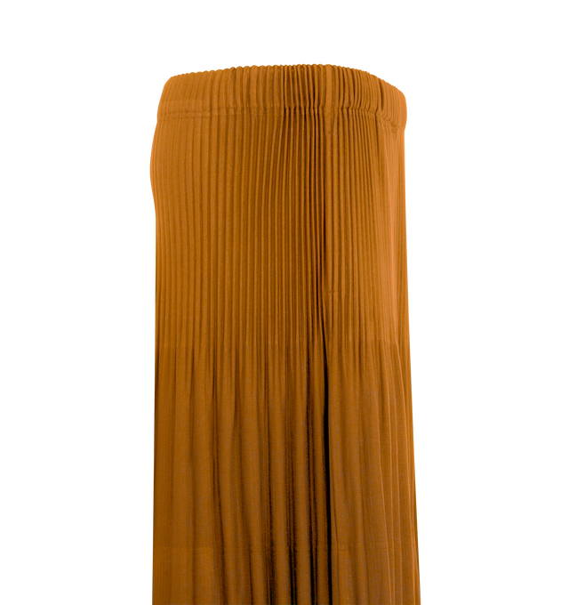 Image 3 of 3 - BROWN - Issey Miyake Men's shorts designed for portability and lightweight comfort, with the quick-drying properties unique to polyester. Featuring elastic drawstring waist, pockets on both sides and button-fly design. 100% Polyester. Made In Japan. 