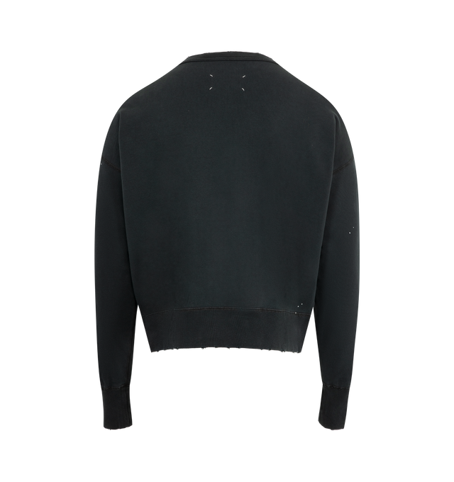 Image 2 of 2 - BLACK - MAISON MARGIELA Sweatshirt featuring paint splatter detail, long sleeves, crew neck and ribbed cuffs and hem. 100% cotton. 