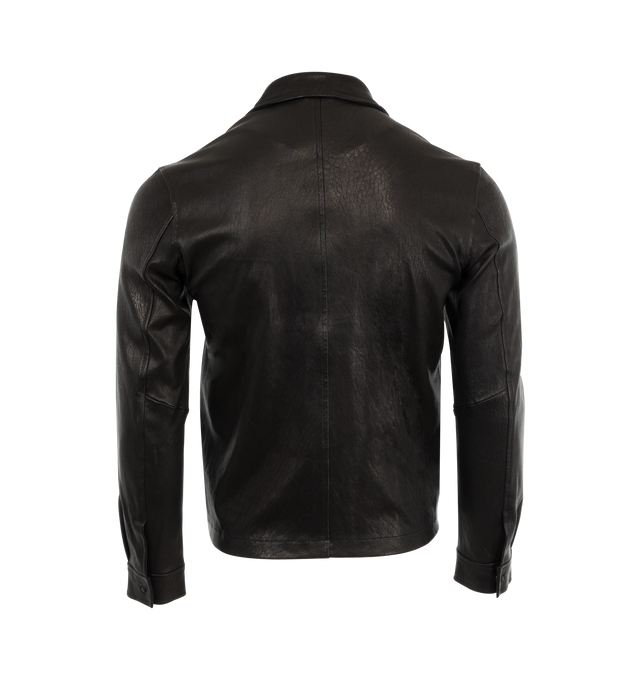 Image 2 of 3 - BLACK - Giorgio Brato Men's lamb leather jacket with front zip closure, side pockets and pointed collar. Made in Italy. 