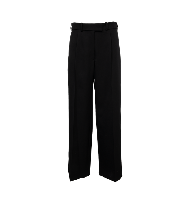 Image 1 of 4 - BLACK - THE ROW Roan High-Rise Pleated Straight-Leg Pants featuring pleated front, high rise, side slip pockets, back welt pockets, wide legs, full length, hook-tab zip fly and belt loops. 100% wool. Lining: silk. Made in Italy. 