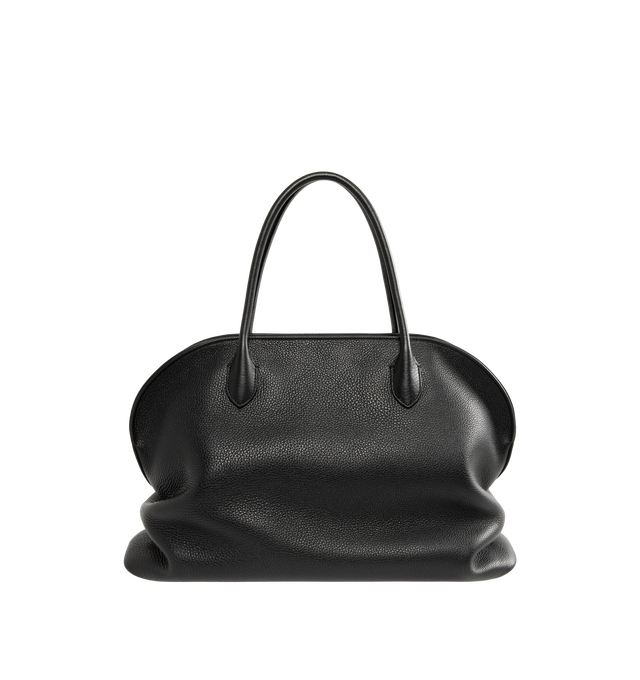 Image 1 of 4 - BLACK - The Row Agnes 15 Bag is crafted from finely grained calfskin leather and features a softly structured top-handle silhouette with tubular handles, gusseted side folds, a curved top zip closure, and a flat base. This designer leather handbag combines exceptional Italian craftsmanship with a spacious, minimalist design, while the naturally finished, metal-free tanned calfskin offers an exceptionally soft touch. Main Material: 100% Calfskin Leather. Lining: 100% Lambskin Leather. Dimensio 