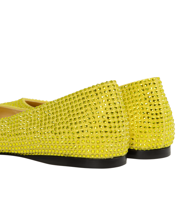 Image 3 of 4 - YELLOW - LOEWE Toy Strass Ballerina Flats featuring suede kidskin and all over rhinestones featuring the LOEWE petal signature toe shape and leather sole. 