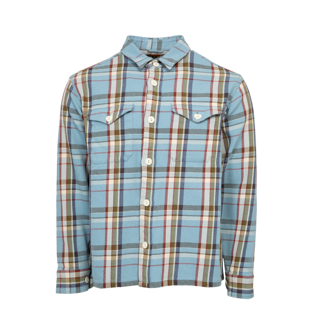 BLUE - HUMAN MADE Check Shirt featuring boxy fit, chest pockets, button closure and print on back. 100% cotton.