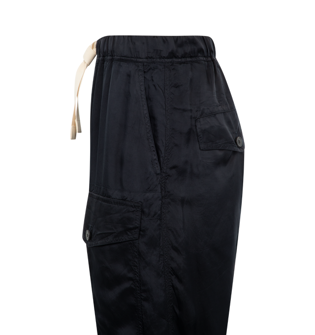 Image 3 of 3 - NAVY - Dries Van Noten men's loose fit, high-waisted pants in lightweight viscose featuring front cargo pockets, back flap pockets and elasticated waistband with drawstring.100% Viscose. 