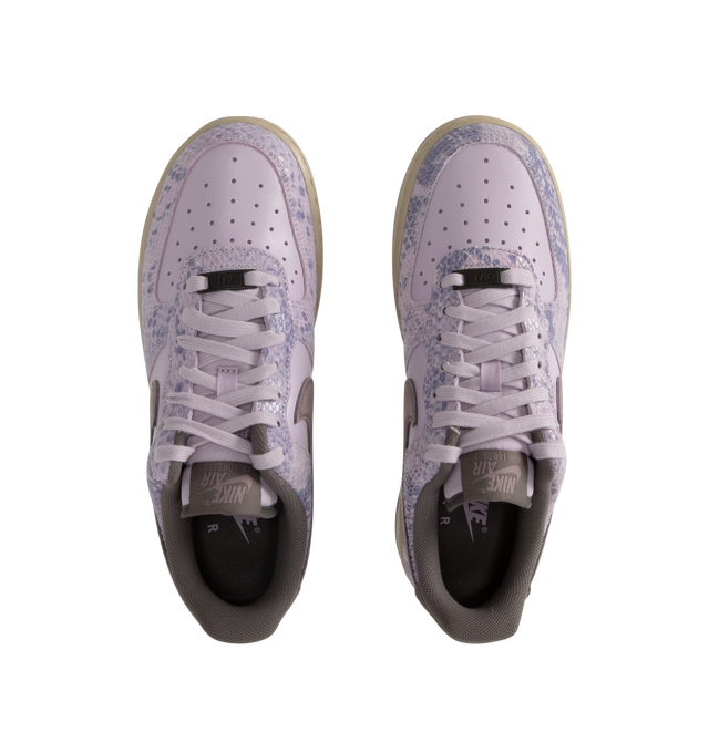 Image 5 of 6 - PURPLE - NIKE Air Force 1 '07 LV8 Sneaker featuring suede swoosh logo, padded collar, foam midsole, premium leather with a textured snake print upper and rubber outsole. 