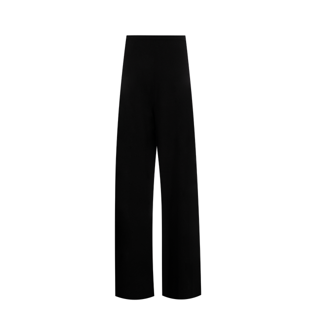 Image 2 of 3 - BLACK - Guest In Residence women's loungewear pant with a relaxed fit, straight leg, elastic waistband and front three-button placket faux closure. Crafted from 100% Cashmere light-weight knit. Premium cashmere sourced from inner Mongolia, manufactured in China. 