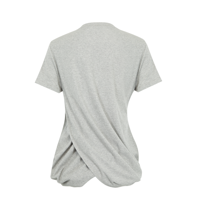Image 2 of 2 - GREY - LOEWE Draped Tee featuring crew neck, short sleeves, draped, twisted hem and logo on chest. Cotton. 