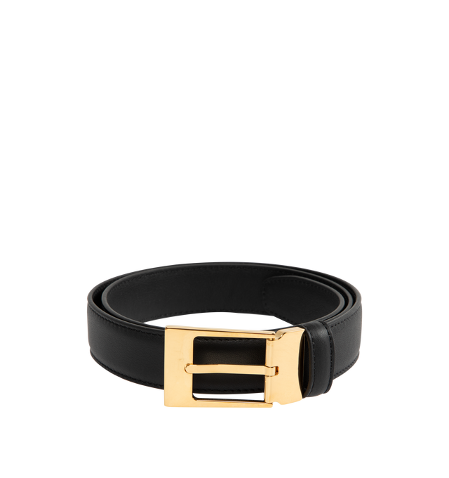 Image 1 of 2 - BLACK - The Row Jewel Leather Belt featuring smooth grain, logo stamp to the rear, buckle fastening, punched holes, round tip and adjustable fit. 100% leather. 