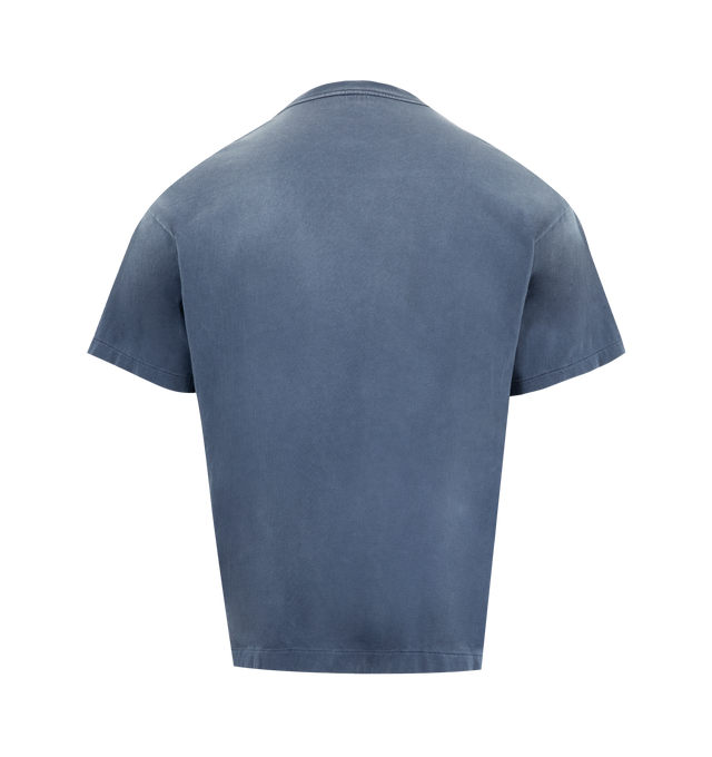 Image 2 of 2 - NAVY - SAINT MICHAEL Saint Alpha Tee featuring regular fit, crewneck, dropped shoulders, short sleeves, straight hem and graphic print. 100% cotton. 