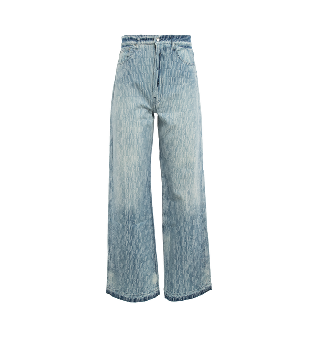 AMIRI Logo Jacquard Denim Wide Leg Jeans