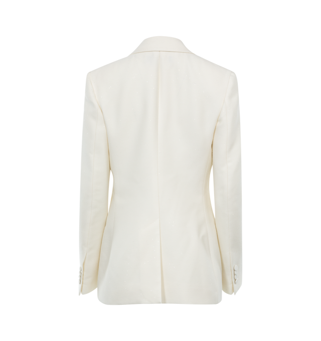 Image 2 of 2 - WHITE - GABRIELA HEARST Leiva Blazer Jacket featuring peak lapel collar, single button front, long sleeves, side flap pockets, mid-length and tailored silhouette. 100% wool. Made in Italy. 