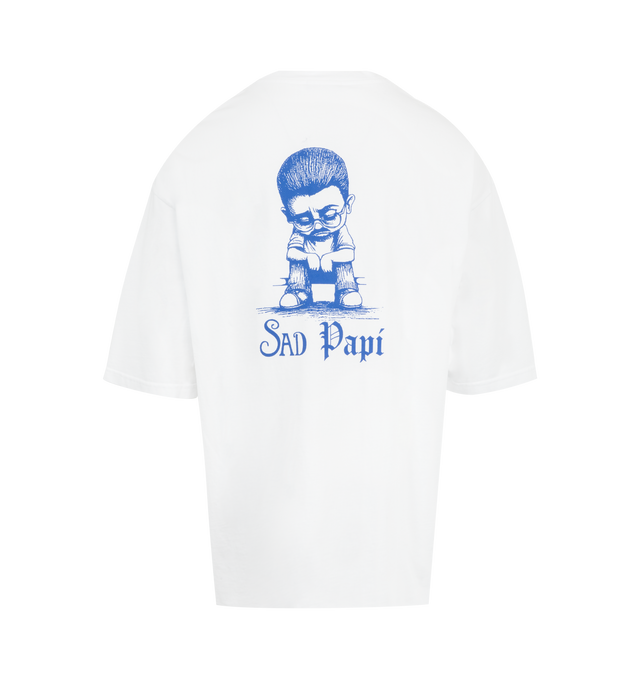 Image 2 of 2 - WHITE - WILLY CHAVARRIA Precious Sad Papi Northsider T-Shirt featuring ribbed crew neckline, short sleeves, screen printed graphics and regular fit. 100% cotton. Made in USA. 