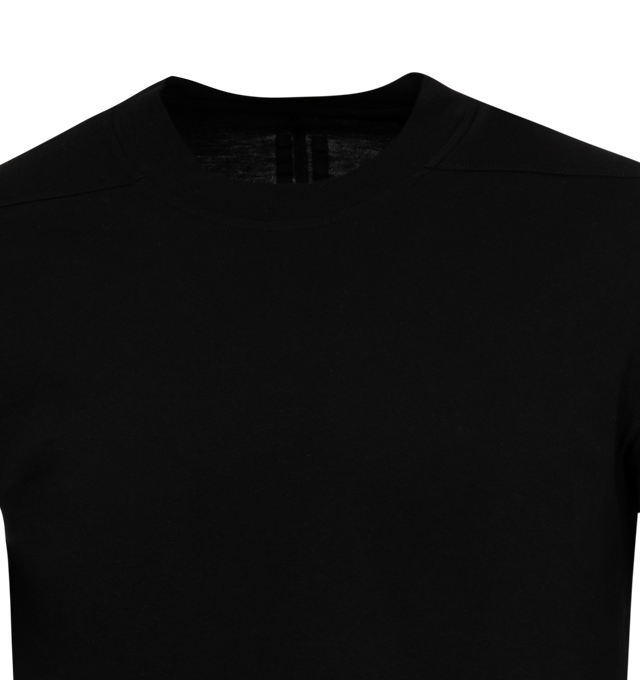 Image 2 of 2 - BLACK - DARK SHADOW Small Level T-Shirt featuring garment-dyed GOTS-certified organic cotton, rib knit crewneck, saddle shoulders, central seam at back and integrated logo-woven webbing strap at interior. 100% organic cotton. Made in Italy. 