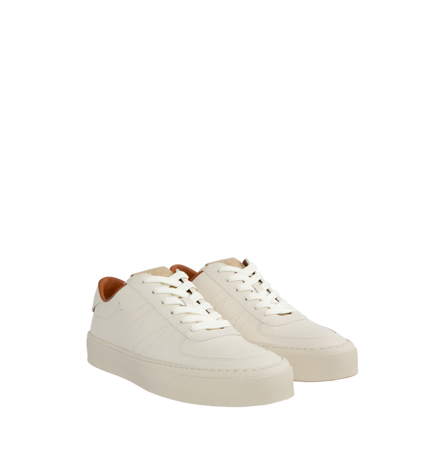 Image 2 of 5 - WHITE - MONCLER Monclub Sneakers featuring low top silhouette, branding on tongue and heel, lace closure, leather upper, leather insole and rubber sole. 