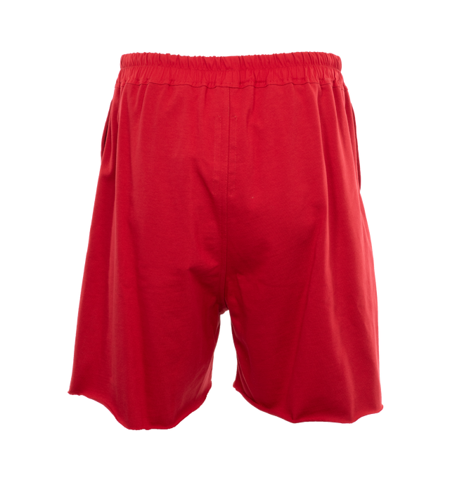 Image 2 of 4 - RED - RICK OWENS Lido Boxers featuring knee length, elastic waist with drawstring, side welt pockets and beveled side splits. 97% cotton, 3% elastane. 