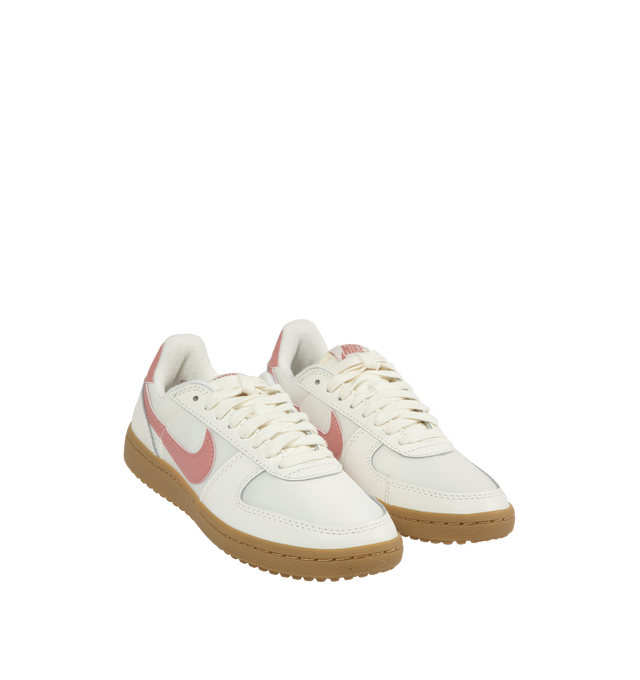 Image 2 of 5 - WHITE - Nike Field General Low Sneakers are a lace-up, low-cut style with a vintage look, waffle soles, cushioned collars, and fleece lining.  