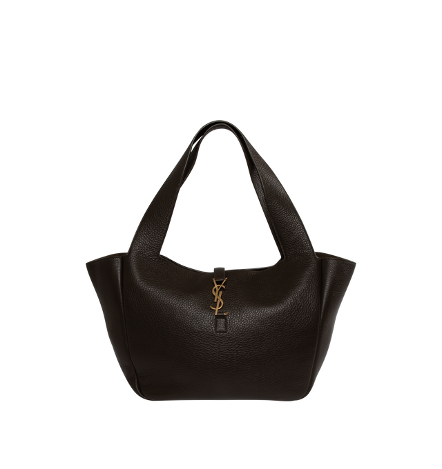 Image 1 of 3 - BROWN - SAINT LAURENT Le A7 Bea Shop Bag featuring leather tab closure, suede lining, inner zip pocket and inner ties to collapse or expand the sides. 19.7 X 11 X 7.1 inches. 100% deerskin. Made in Italy.  