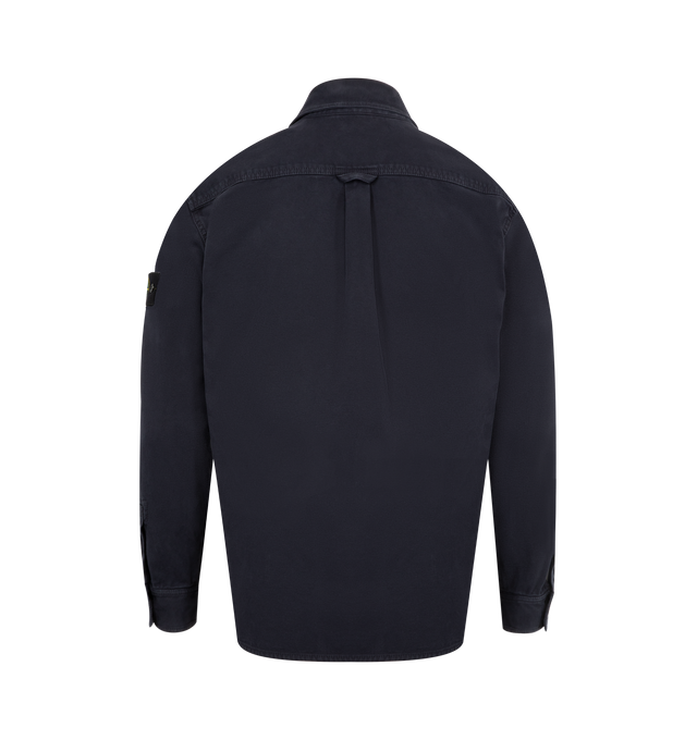 Image 2 of 3 - BLACK - STONE ISLAND Overshirt featuring patch chest pockets, back yoke with loop, Stone Island badge on left sleeve, button at cuffs, button fastening, comfort fit, organic panama cotton and garment dyed with the 'OLD' treatment for a slightly worn appearance. 100% cotton. 