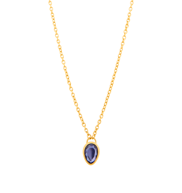 Image 1 of 1 - GOLD - Eli Halili Tanzanite Pendant Necklace is handcrafted with an oval-pear tanzanite set in solid 22K yellow gold and suspended from an elegant 18K yellow gold fancy rolo chain. Designed and hand forged in New York, this designer fine jewelry necklace showcases Eli Halili's signature blend of ancient-inspired artistry and exceptional craftsmanship, creating a timeless statement piece with refined elegance. Main Materials: 22K Yellow Gold and 18K Yellow Gold. Approximately 3.48 Carats. Chai 
