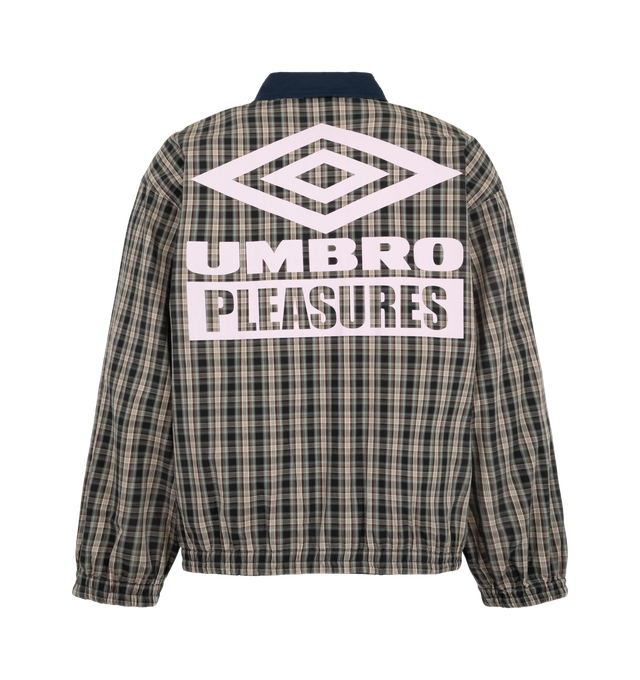 Image 4 of 4 - NAVY - Pleasures Men's Diamonds Reversible Blouson Jacket is a versatile outerwear style designed with a fully reversible construction, offering two distinct looks in one piece. Main Material: 100% Cotton. 